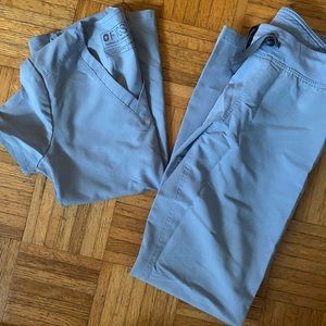 FIGS scrubs, Dusty Blue, size XXS top and XS bottom